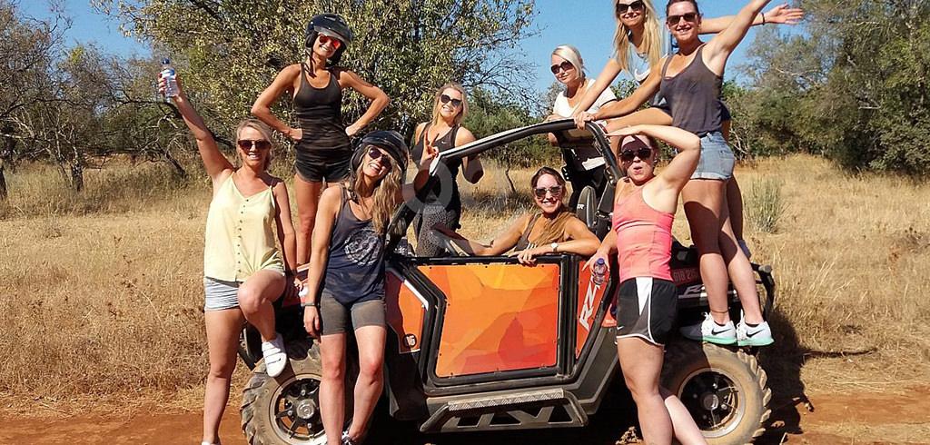 tourists having fun on buggy in ibiza