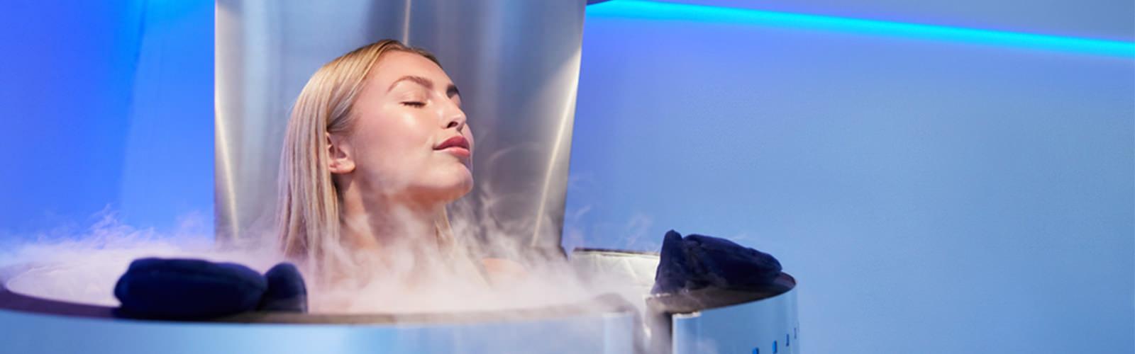 women coming out of cryotherapy machine