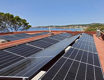 solar panels setup on the villa roof